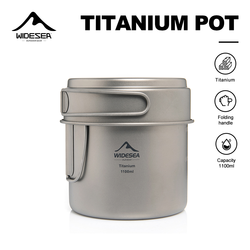 Outdoor Camping Cooking Equipment - Widesea Ultralight Titanium Camping Pot 1100ml