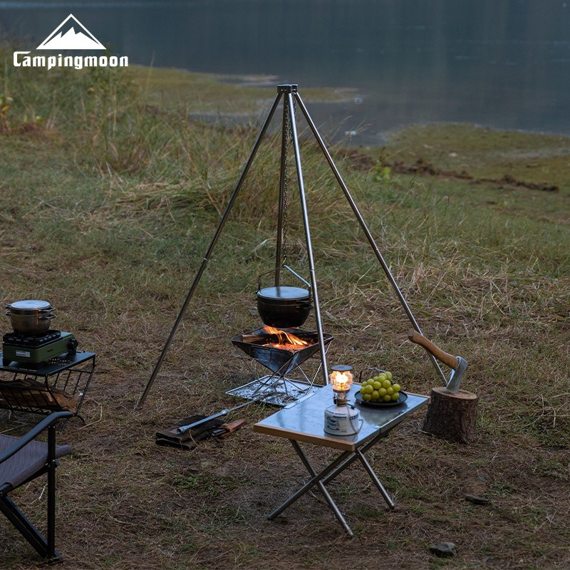 Outdoor Camping Cooking Equipment - CAMPINGMOON Outdoor MT-130 camping tripod stainless