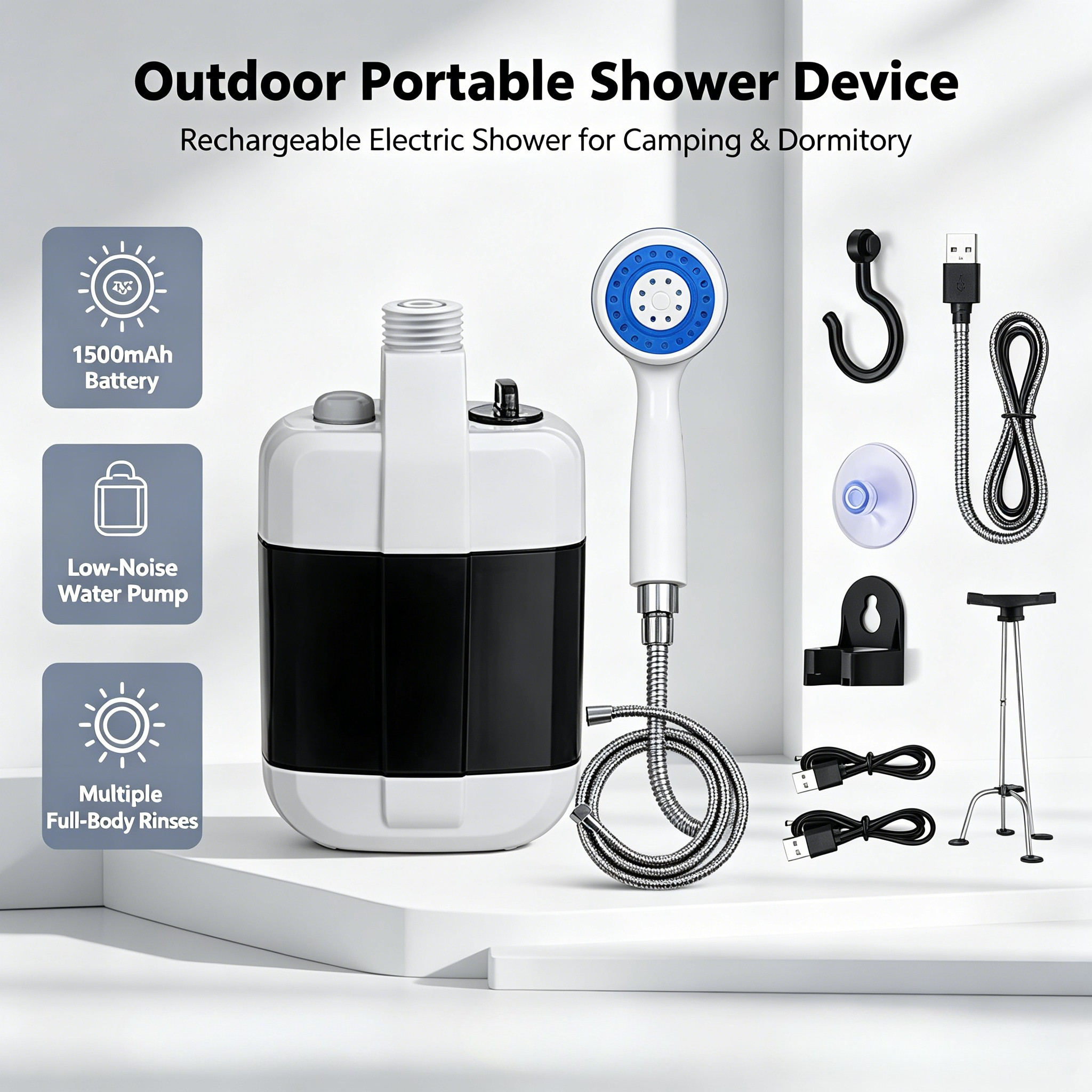 Outdoor Camping Carpet - USB Rechargeable Portable Electric Shower Pump