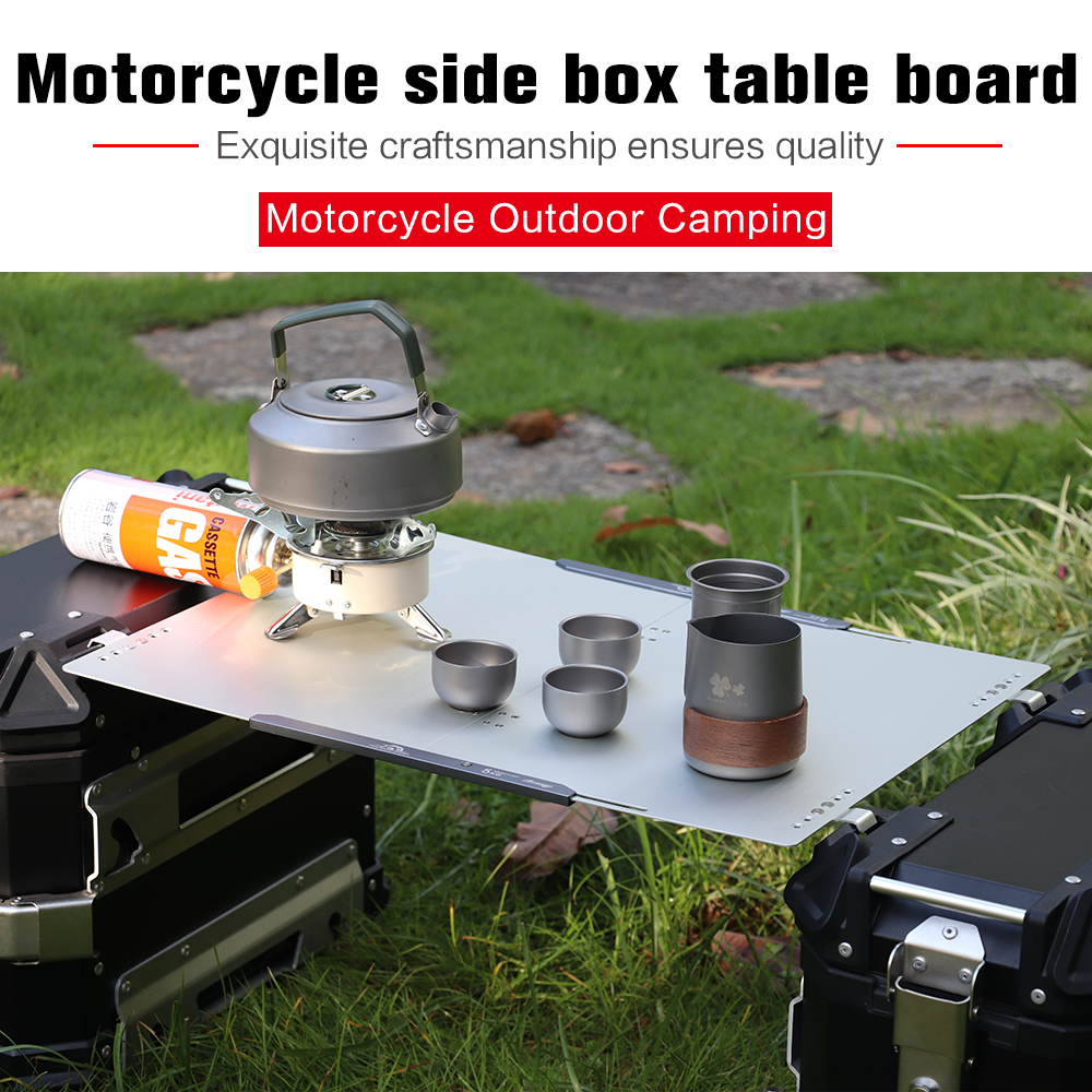 Outdoor Camping Table With Storage - Motorcycle Aluminum Alloy Folding Table Board
