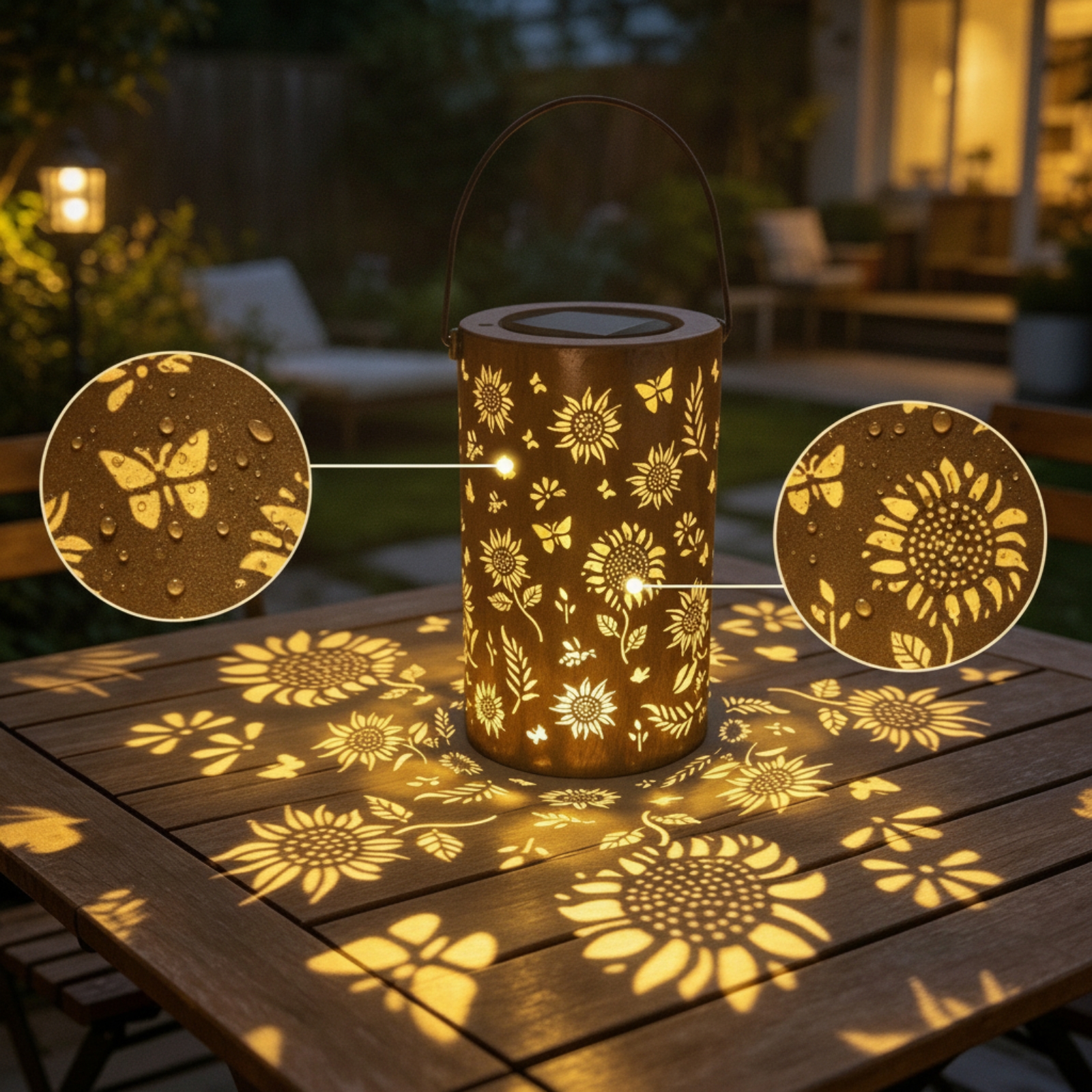 Camping Solar Lantern - Hanging Lantern with Handle Decorative Solar