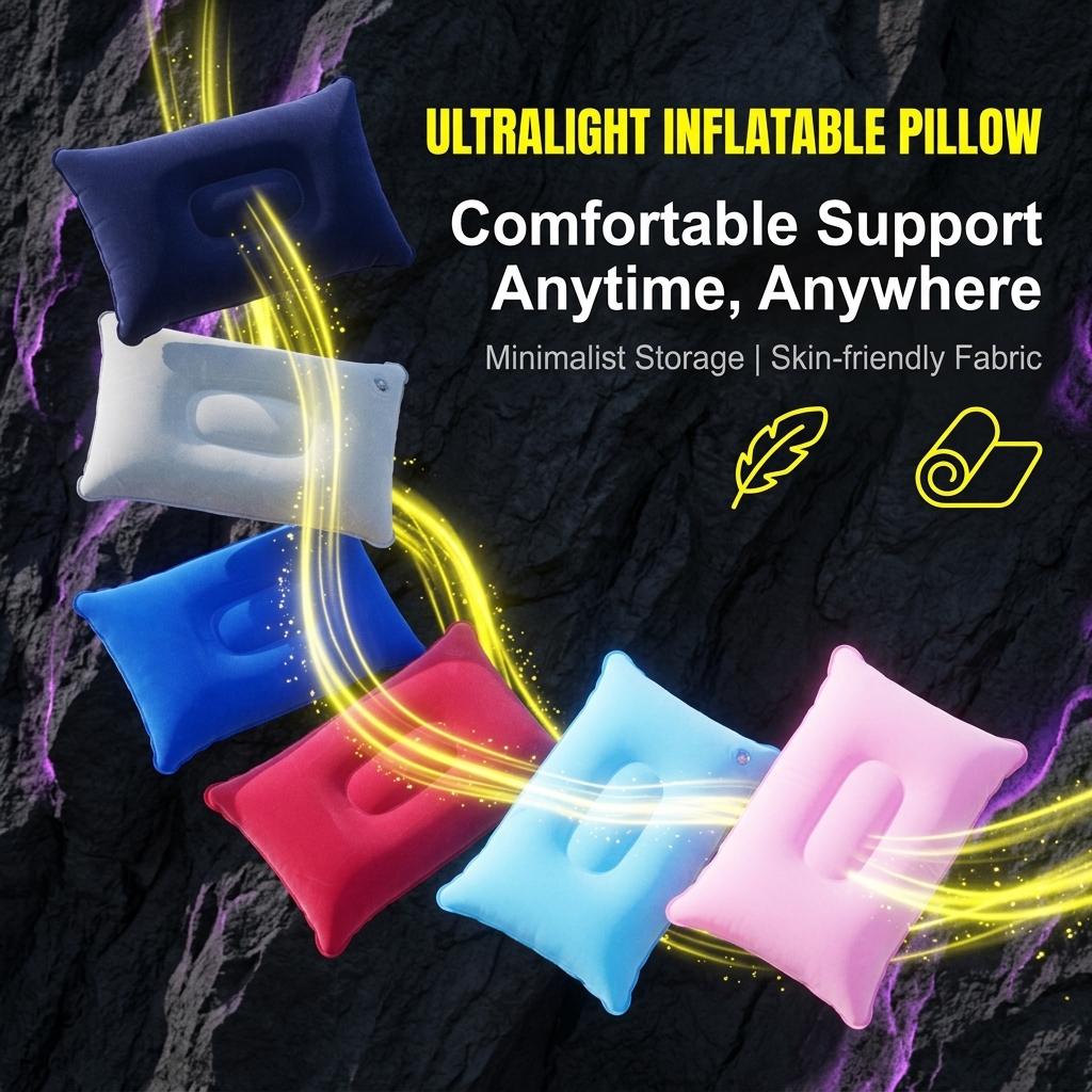 Outdoor Camping Carpet - Inflatable Travel Pillow, Portable Foldable Air
