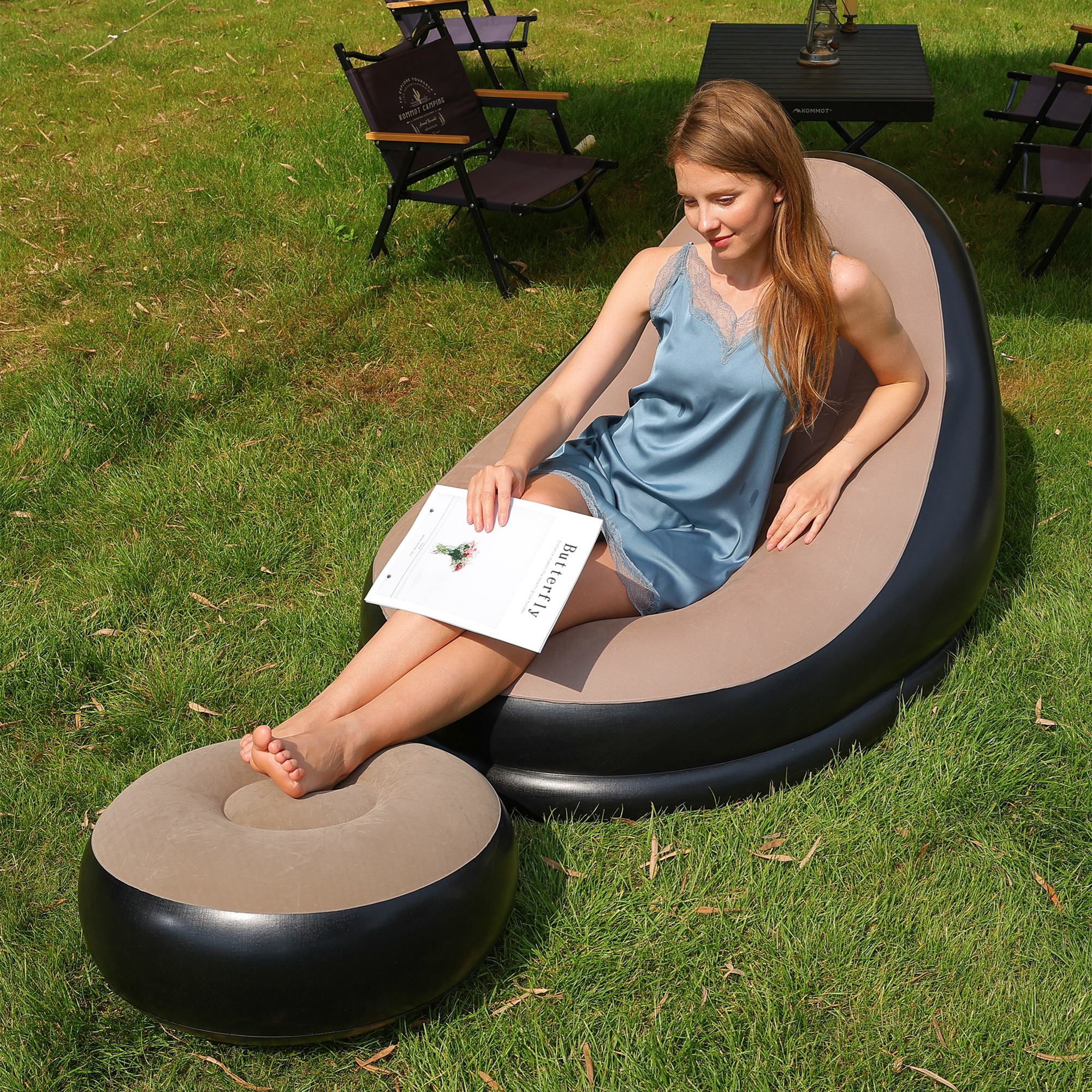 Lazy Couch Sofas Inflatable Ch - مراجعة Outdoor Camping Recliner وسعره