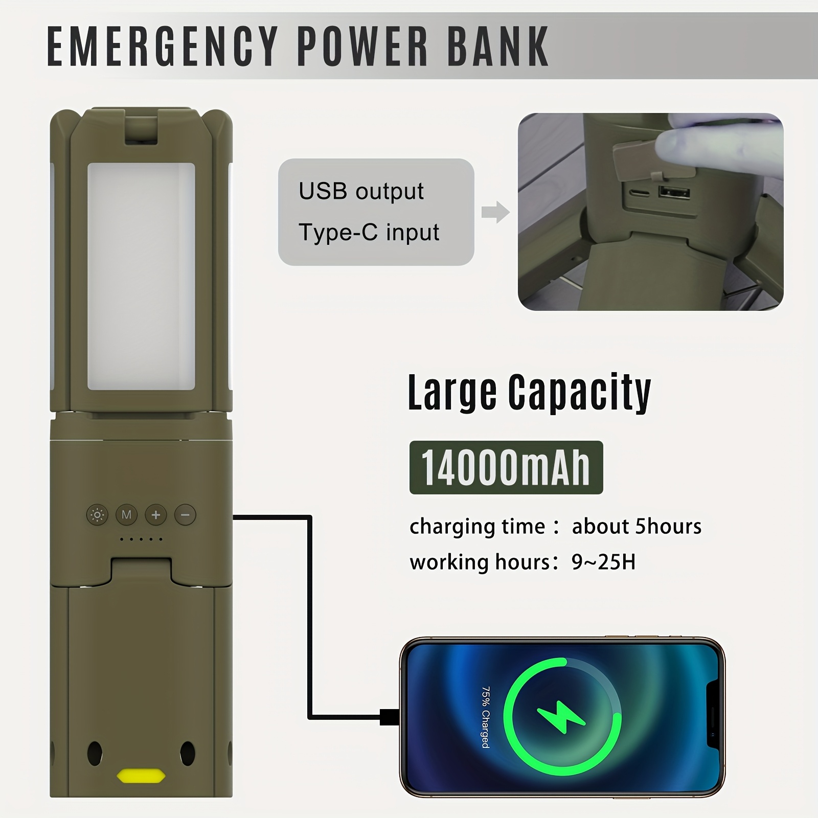 Camping Lantern, 14000mAh Rech - مراجعة Camping Solar Lantern وسعره