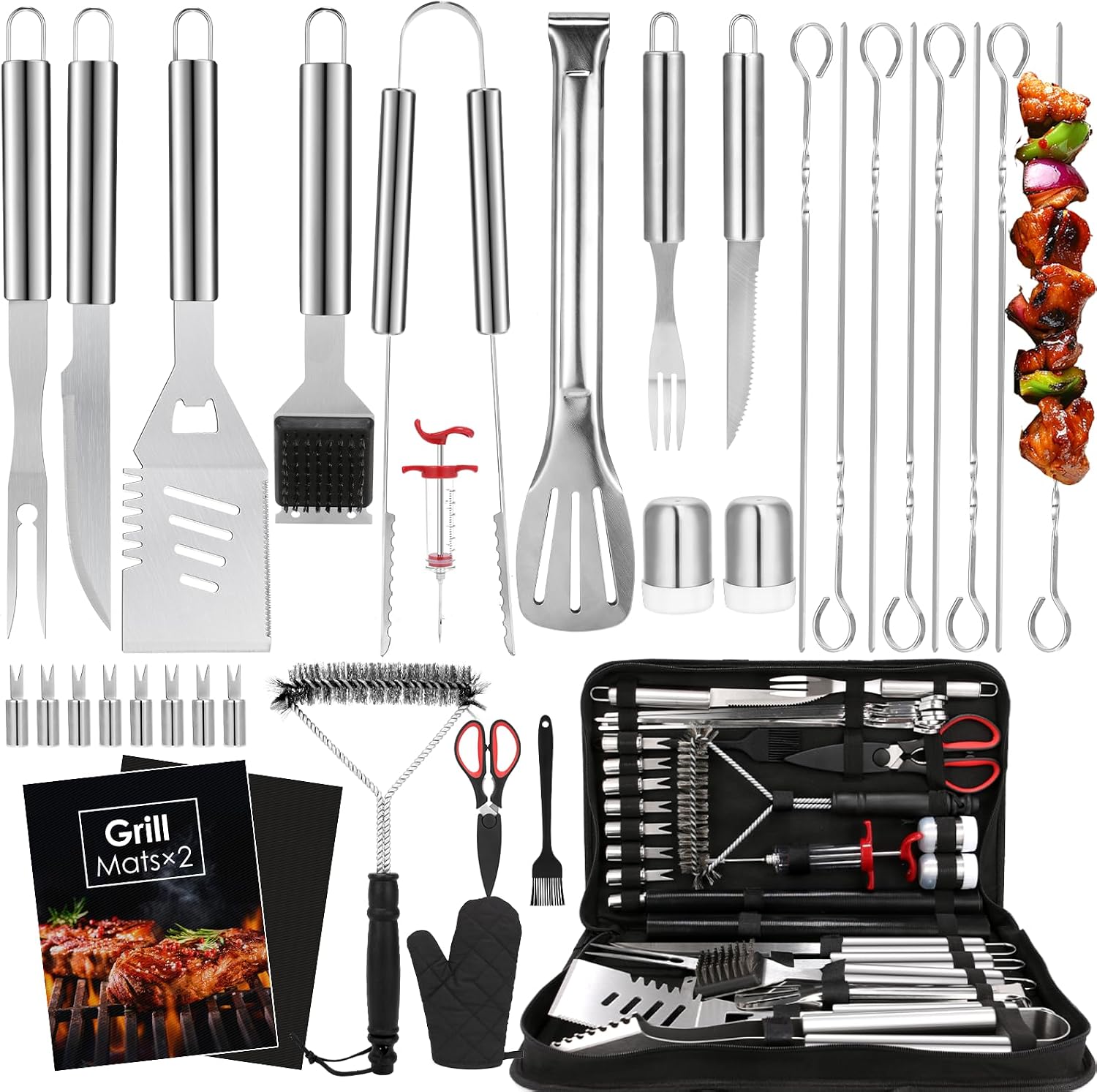 34Pcs BBQ Grilling Tools Set,  - مراجعة Outdoor Camping Bag وسعره