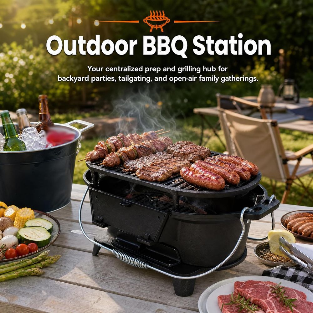 Portable Cast Iron Hibachi Gri - مراجعة Japanese Outdoor Camping وسعره