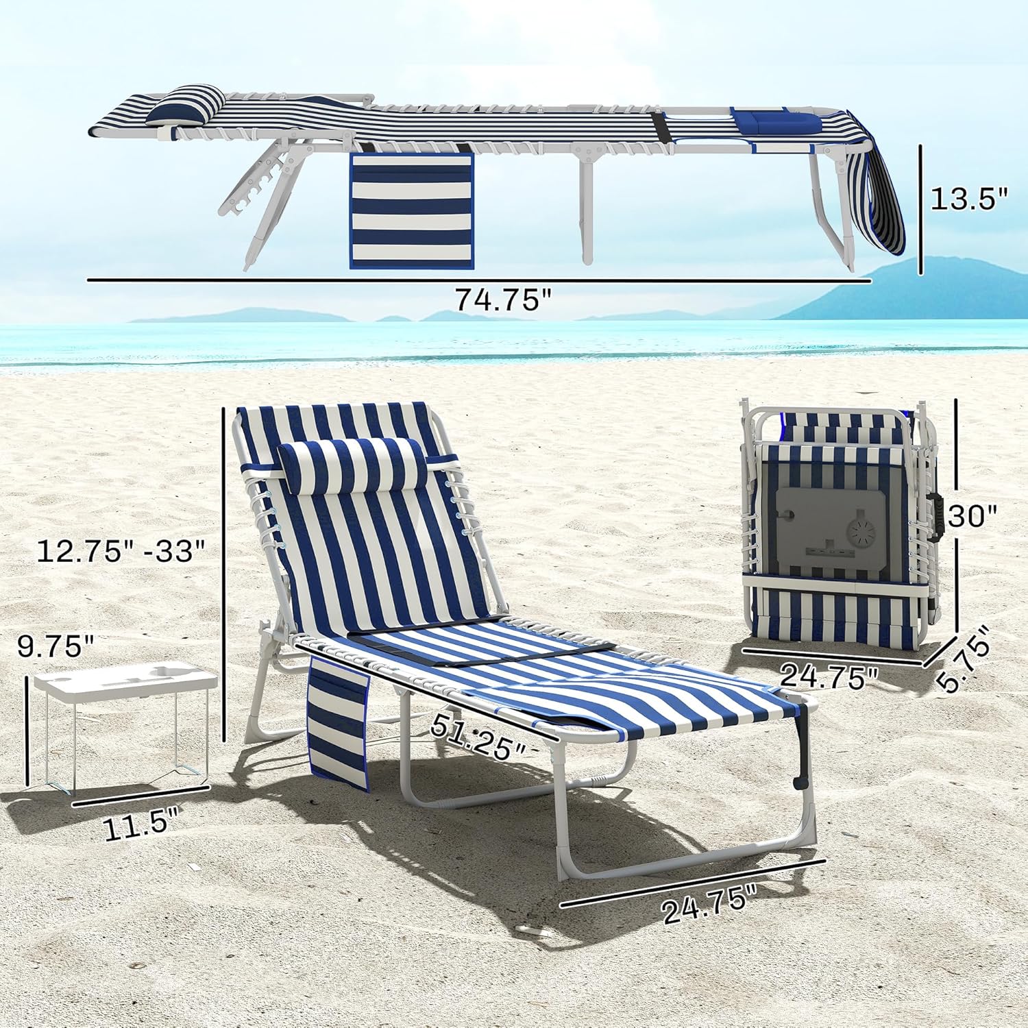 5-Position Reclining Chaise Lo - مراجعة Outdoor Camping Recliner وسعره