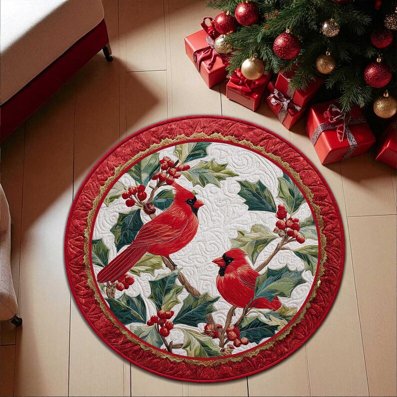 Cardinal Bird Christmas Round  - مراجعة Outdoor Camping Decor Ideas وسعره
