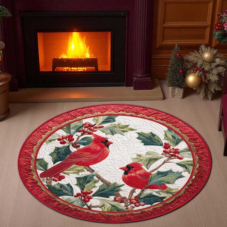 Cardinal Bird Christmas Round  - مراجعة Outdoor Camping Decor Ideas وسعره