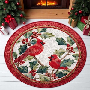 Cardinal Bird Christmas Round  - مراجعة Outdoor Camping Decor Ideas وسعره