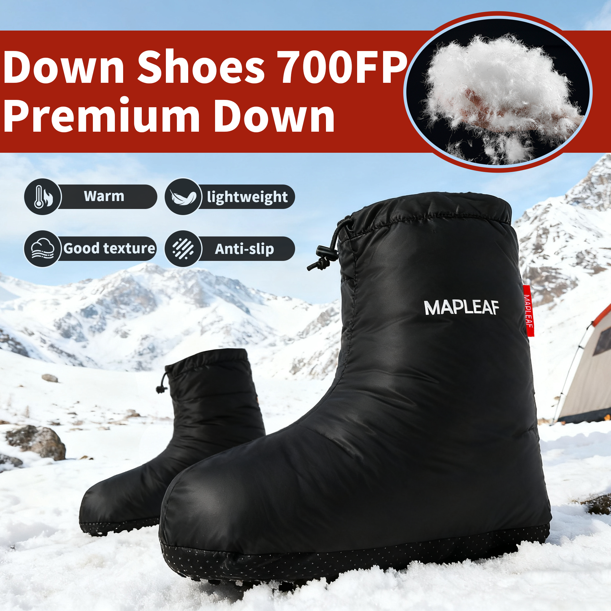 MAPLEAF Down Booties Winter Wa - مراجعة Outdoor Camping Slippers وسعره