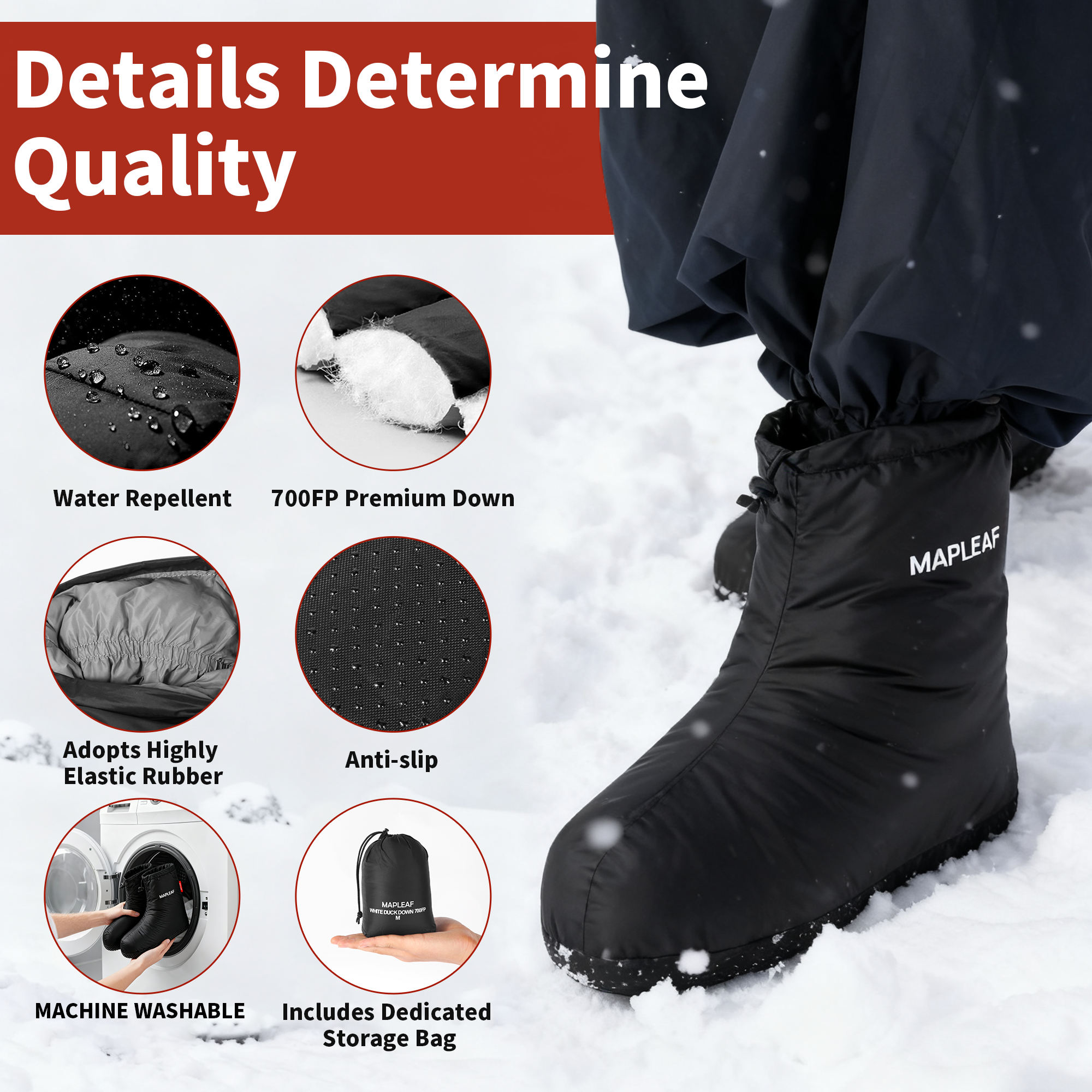 MAPLEAF Down Booties Winter Wa - مراجعة Outdoor Camping Slippers وسعره