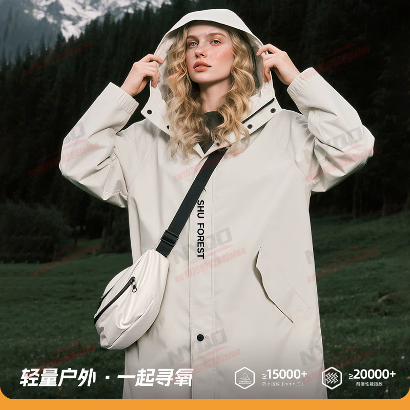 Women Long Raincoat Windproof  - مراجعة Outdoor Camping Jacket وسعره