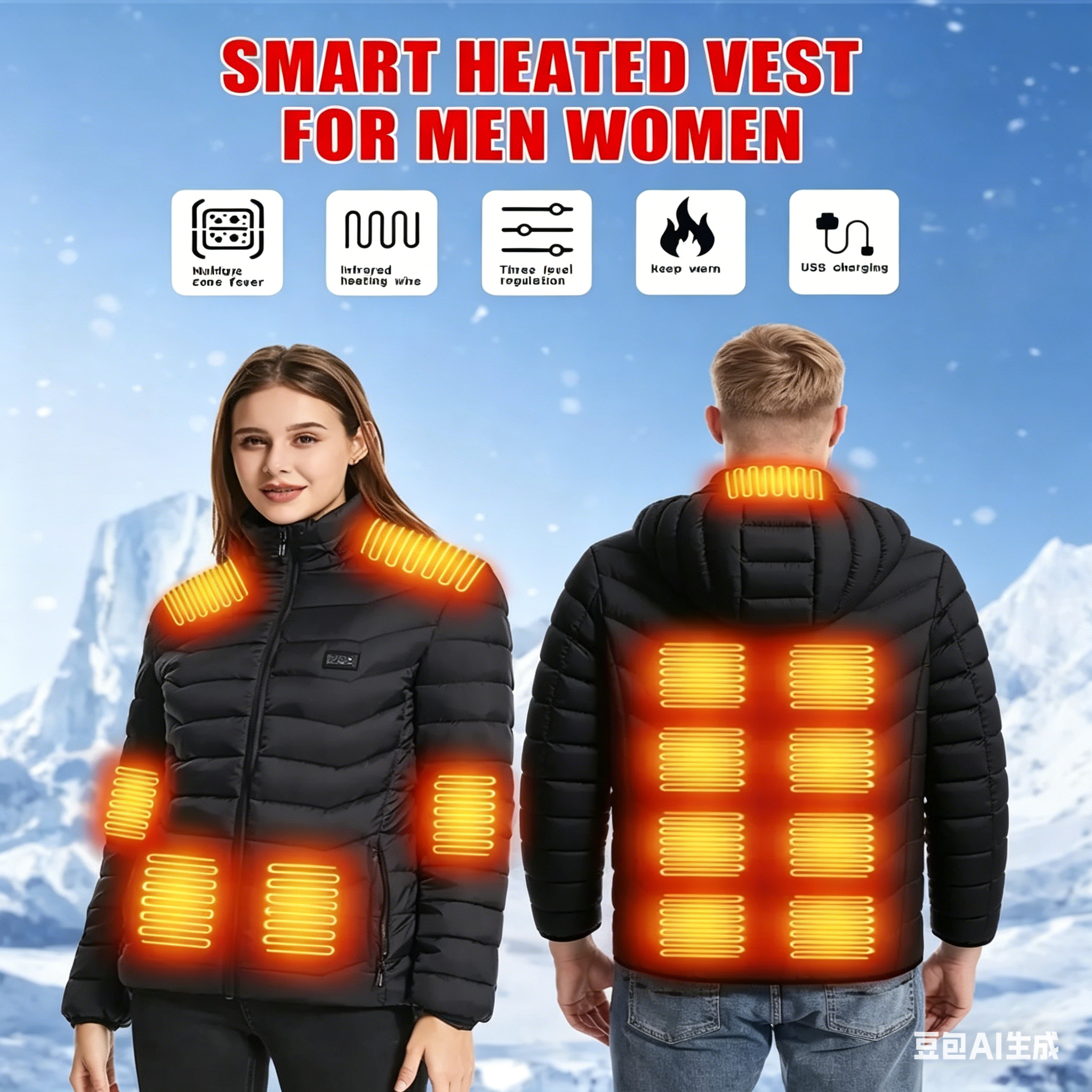 23 Areas Heating Jacket, Polye - مراجعة Outdoor Camping Zone وسعره