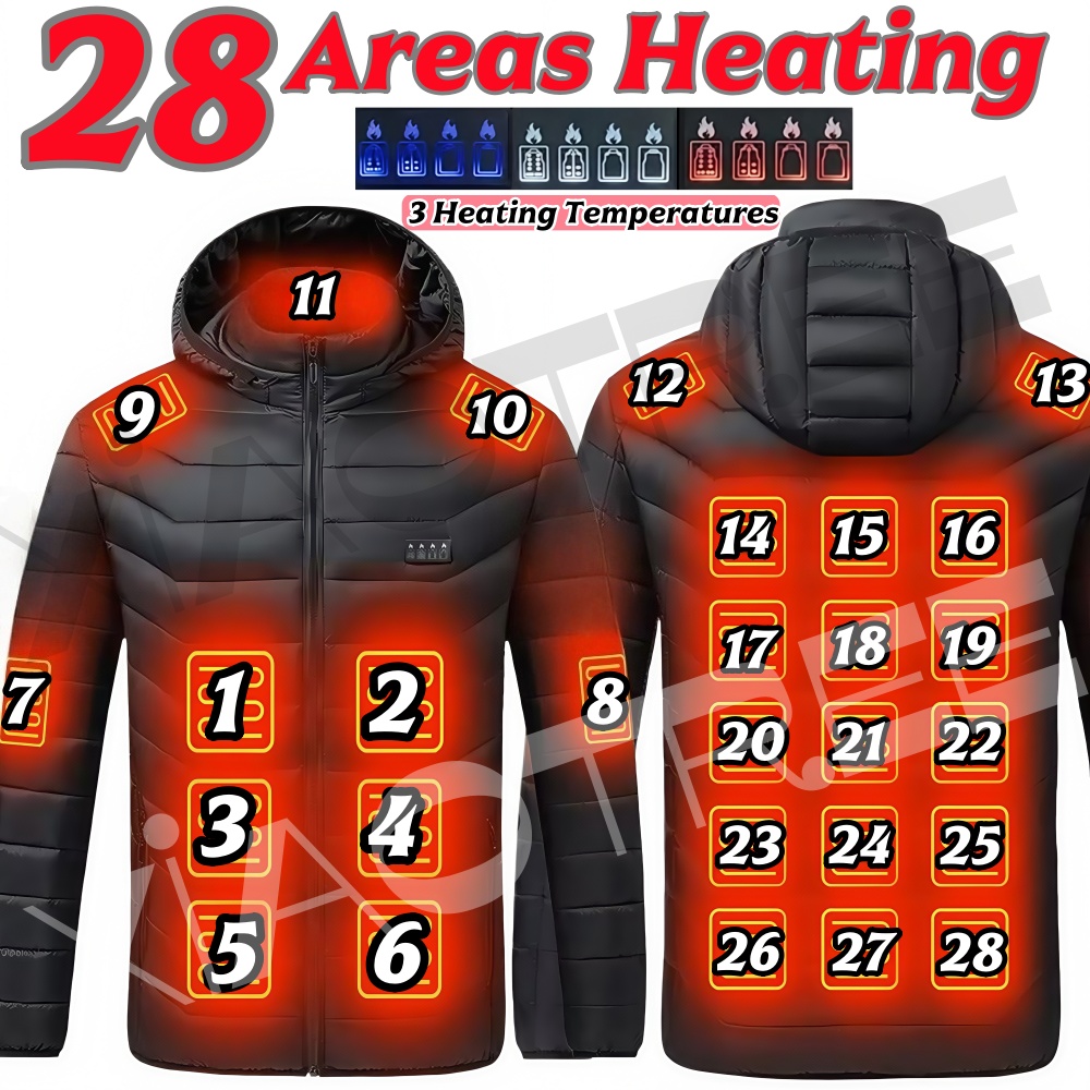 28 Areas Men Women's Heating J - مراجعة Outdoor Camping Jacket وسعره