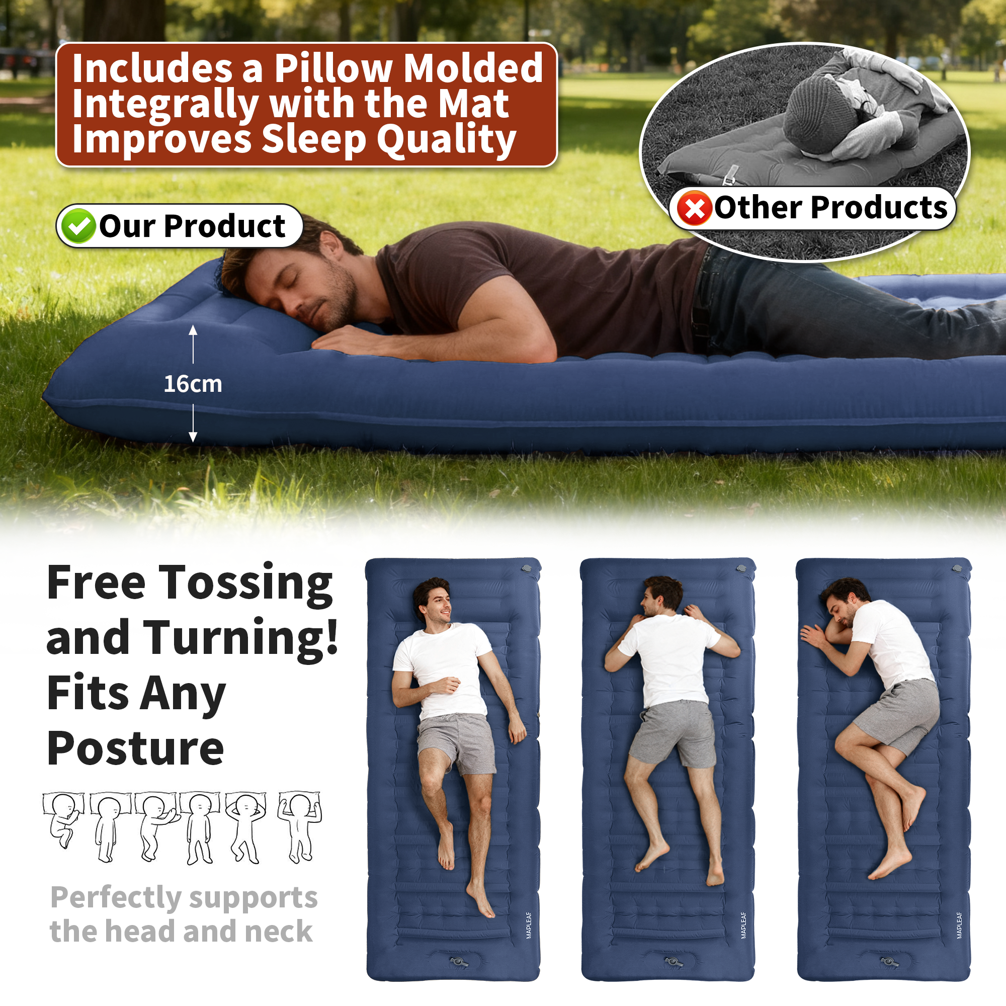 MAPLEAF 12cm Air Mattress Camp - مراجعة Outdoor Camping Carpet وسعره