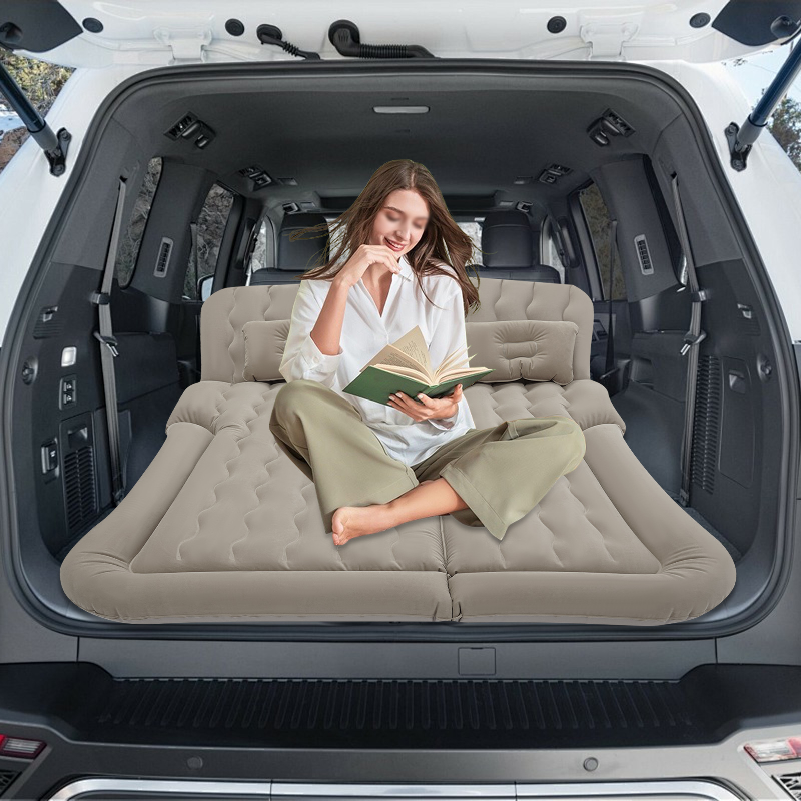 Grey/Black SUV Air Mattress In - مراجعة Outdoor Camping Inflatable Tent وسعره