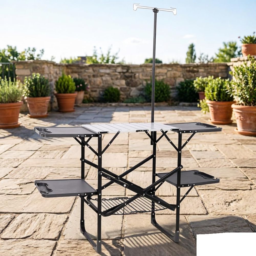Portable Outdoor Kitchen Table - مراجعة Outdoor Camping Table With Storage وسعره
