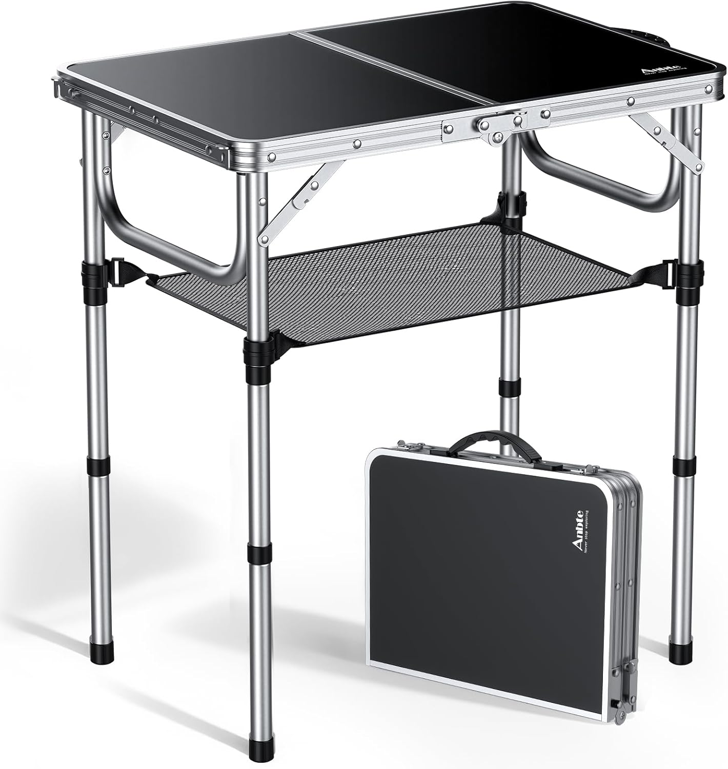 3-Height Adjustable Folding Ca - مراجعة Outdoor Camping Table With Storage وسعره