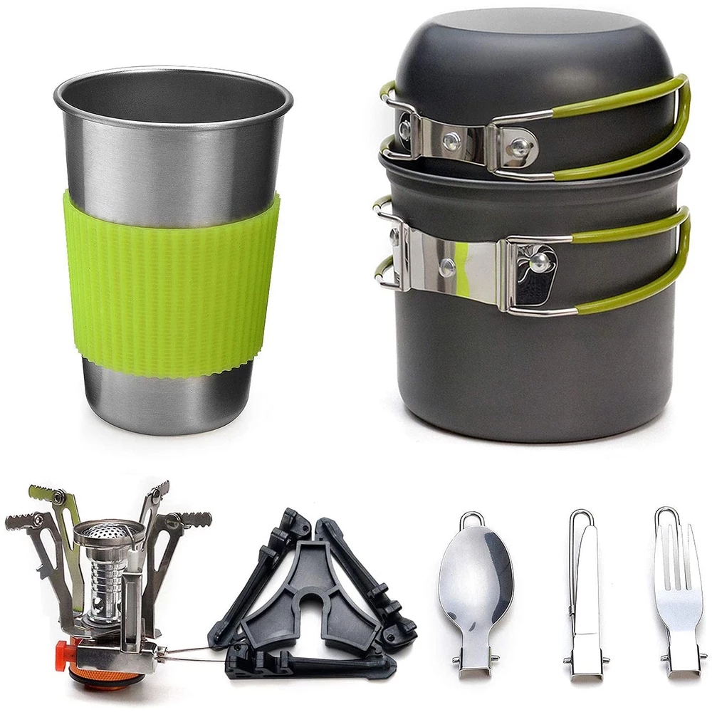 Camping Cookware Kit with Stov - مراجعة Outdoor Camping Cooking Equipment وسعره