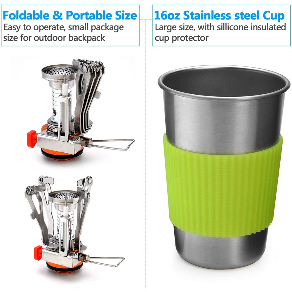 Camping Cookware Kit with Stov - مراجعة Outdoor Camping Cooking Equipment وسعره